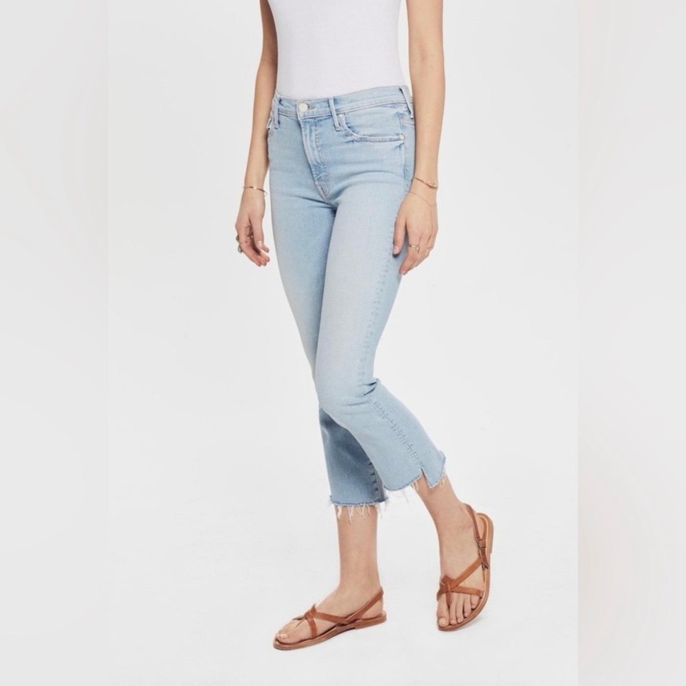 Mother The Insider Crop Step Fray Jeans Fresh Catch Light Wash Size 28 High Rise